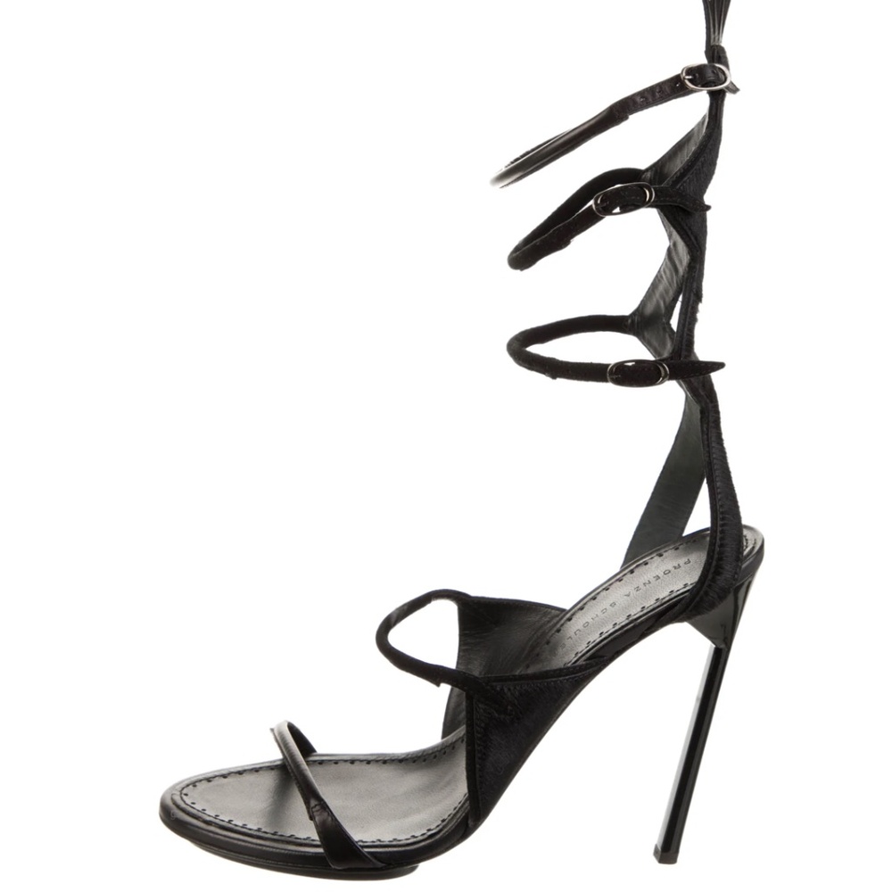 Proenza Schouler Black Strappy Lace-Up Stiletto Sandals
